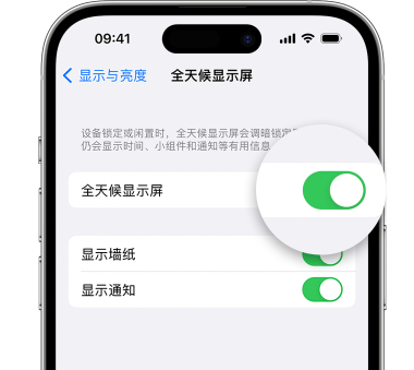 保定苹果15预约维修分享iPhone15如何设置全天候显示屏幕可见 